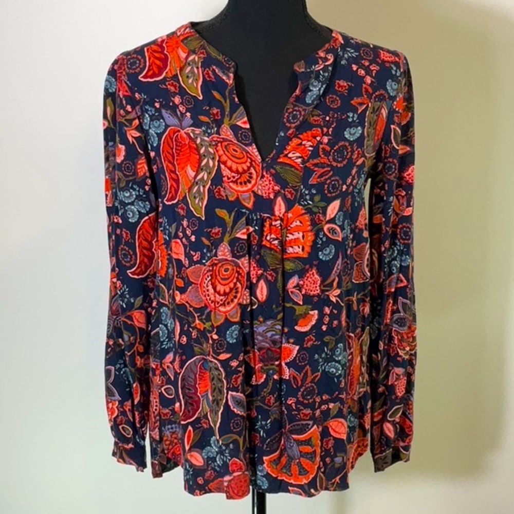 LOFT Floral Print High Low Blouse